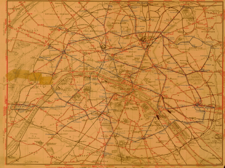 Ce plan du Métro / autobus de 1923 est extrait du Baedekers-Paris.